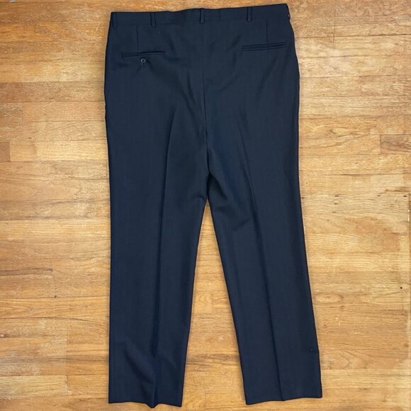 Vintage Mens Suit Set Size 46L Blazer 40x32 Pants 70s Navy Blue Pinstripe Jacket - Picture 10 of 10